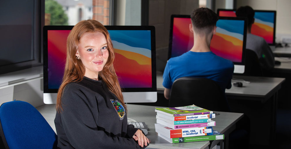 Aileen pictured in one of the College's Apple Mac suites